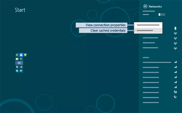 Using the Start screen to Create a new VPN connection View and Clear Credentials