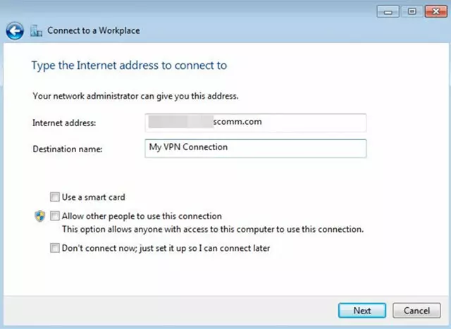 new vpn connection windows 7