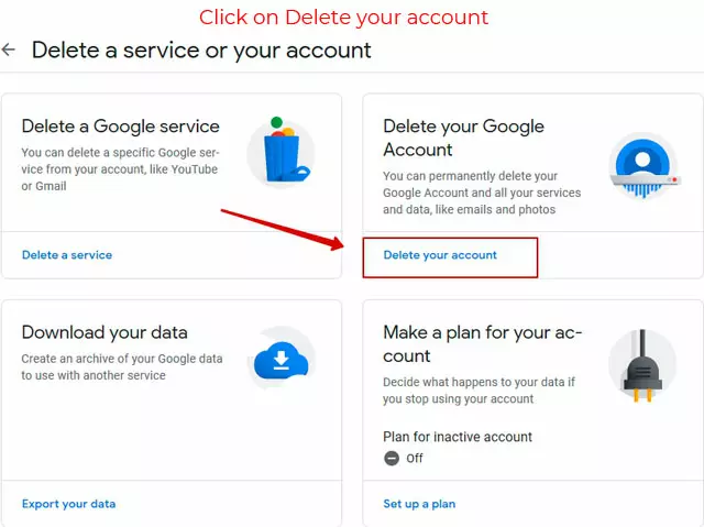 Delete Google Account Permanently. step 4