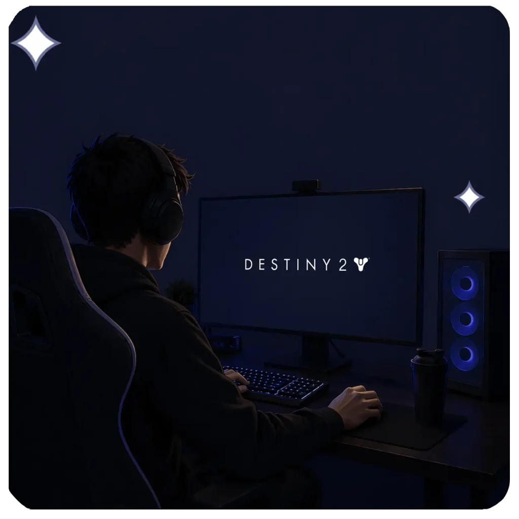 gamer playing destiny 2 