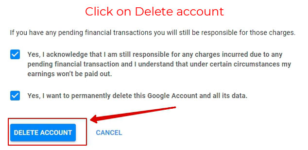 Delete Google Account Permanently. step 5