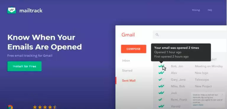 Mailtrack для почты Gmail экран