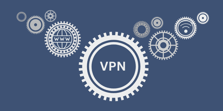 VPN words in gears illustration