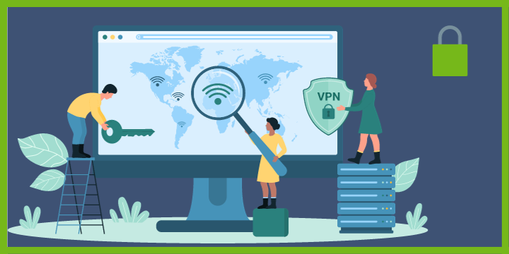 VPN data encryption illustration graphical