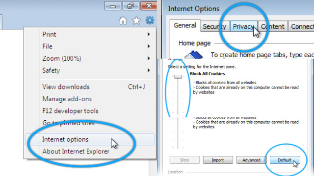 Enabling or Disabling Cookies in Internet Explorer