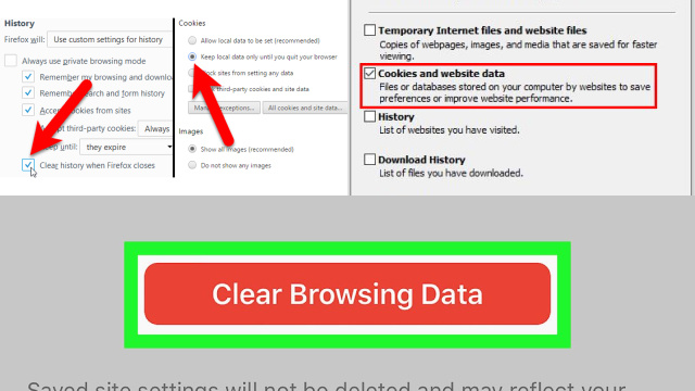 How to disable cookies and clear browsing history