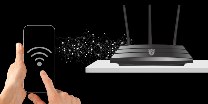 A phone is connecting to VPN router through WI-Fi