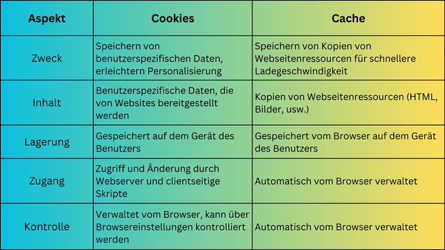 Browser Cache vs Cookies: Vergleich
